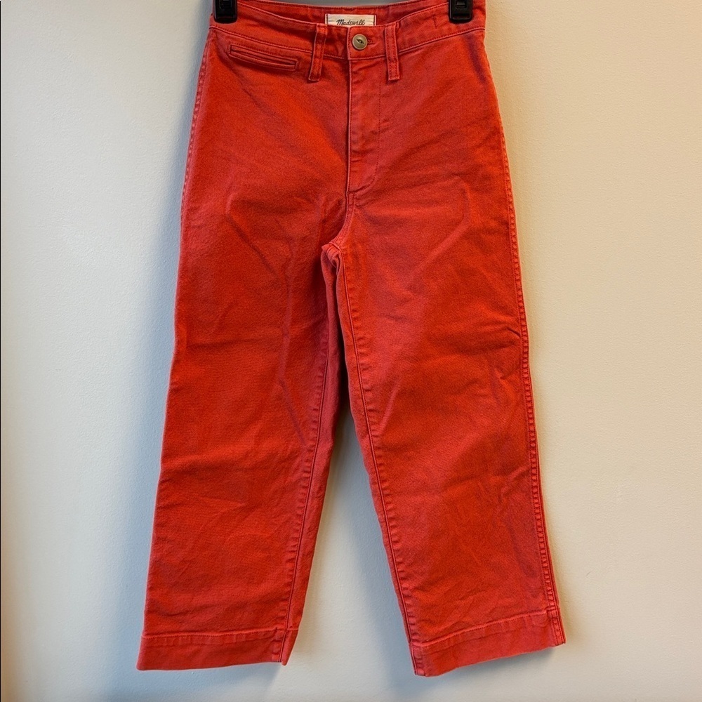 Madewell Orange Red Denim slim Emmett wide leg - Picture 7 of 7